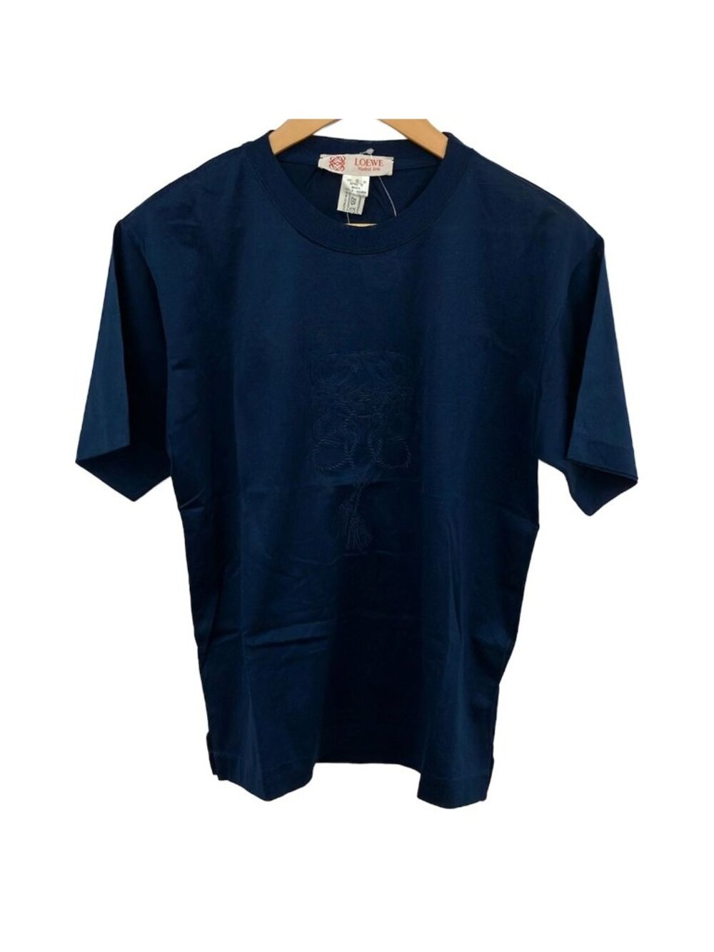 Loewe Short Sleeve T-Shirt Navy Crew Neck Embroidery S